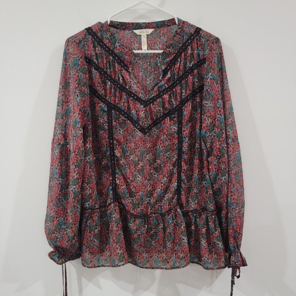 Matilda Jane Womens Top Size Large Floral Semi Sheer Boho Cottagecore
